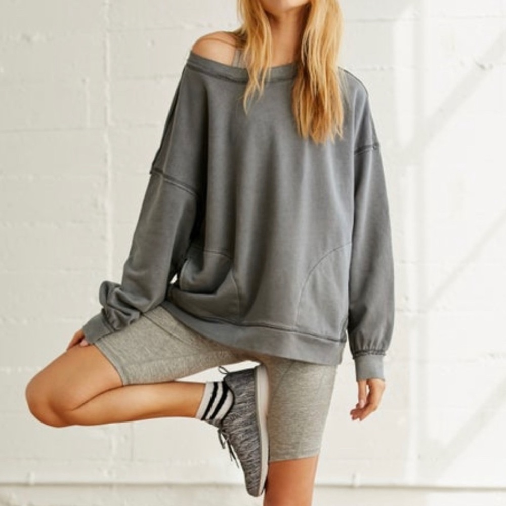 FREE PEOPLE Movement Metti Slate Gray Sweatshirt - Picture 2 of 9